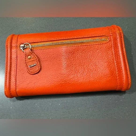 Chloé Orange Leather Continental Wallet in GUC - Picture 7 of 14